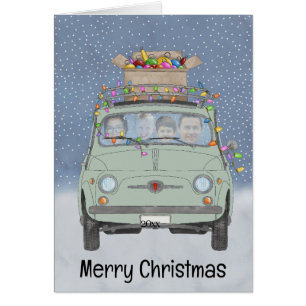 Retro Fiat 500 customizable photo card
