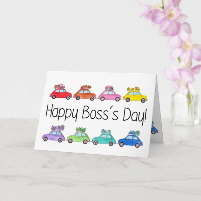 Retro Fiat 500´s Boss's Day Card (Orchid)