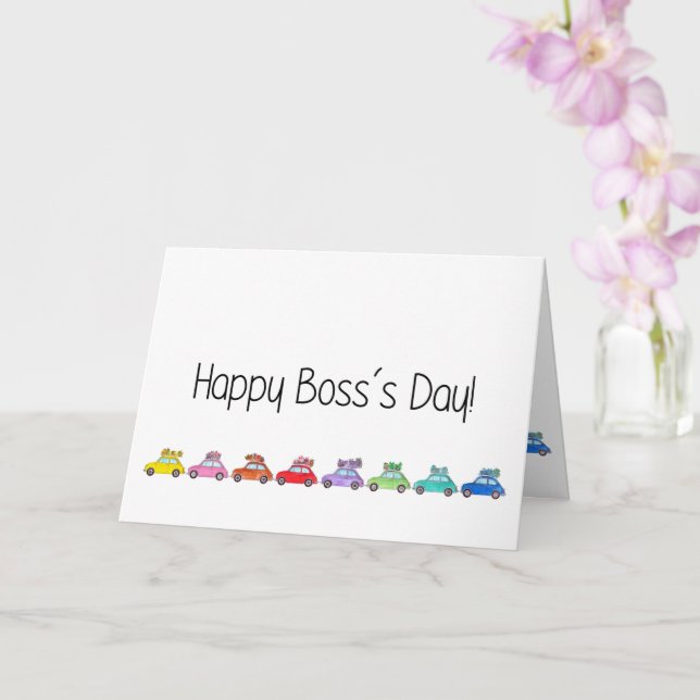 Retro Fiat 500´s Boss's Day Card (Orchid)