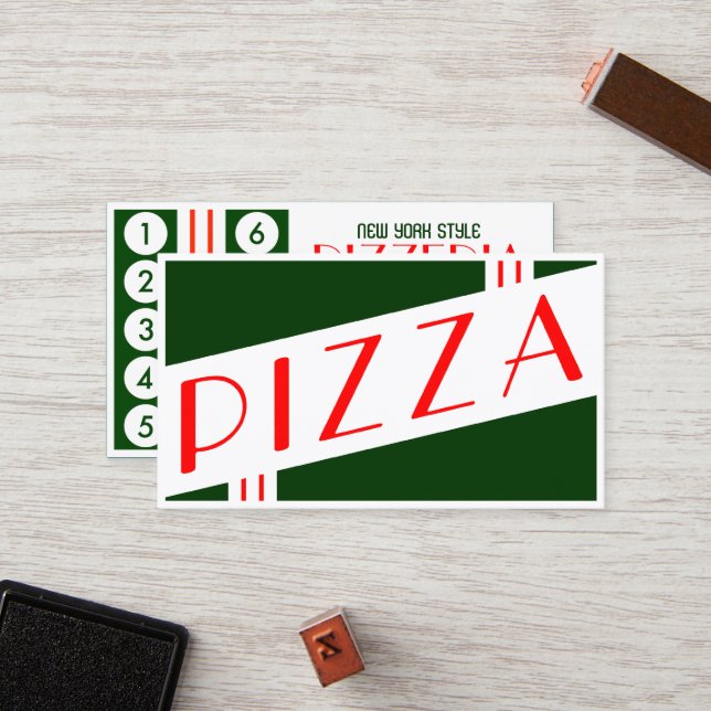 rétro fidélité de client de pizzeria (Devant/Arrière en situation)