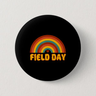Retro field day  yellow rainbow field day teachers 2 inch round button