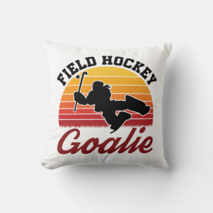 Retro Field Hockey Goalie Player Throw Pillow