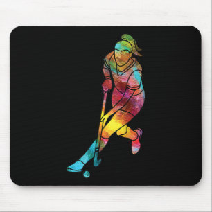 Retro Field Hockey Playing Girl Design Women Mouse Pad