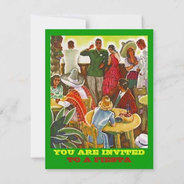 Retro FIESTA Invitation COLORFUL PARTY STARTER (Front)