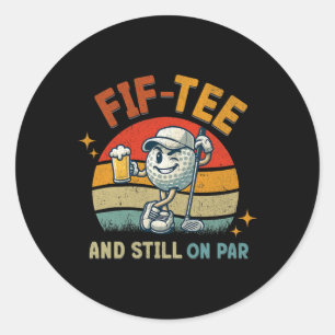 Retro Fif Tee Golf Birthday Party 50th Birthday Go Classic Round Sticker