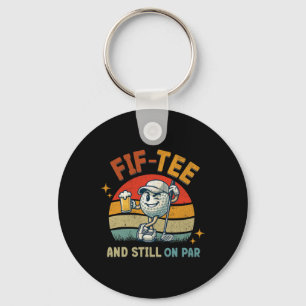 Retro Fif Tee Golf Birthday Party 50th Birthday Go Keychain