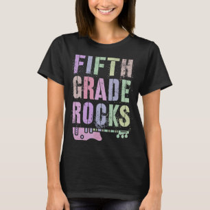 Retro FIFTH GRADE ROCKS Teacher Rockstar Team 5th T-Shirt