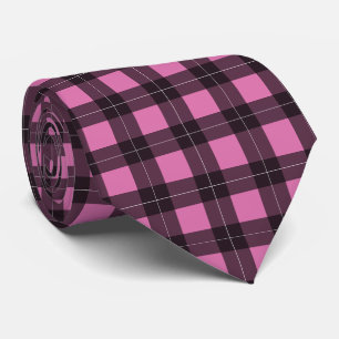 Retro Fifties Pink Plaid Pattern Rockabilly Tie