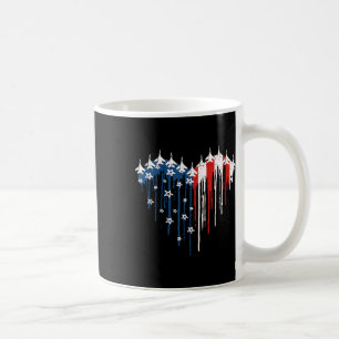 Retro Fighter Jet Airplane American Flag Heart 4th Coffee Mug