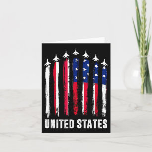 Retro Fighter Jet Airplane Usa Flag 4th Of July Pa Card