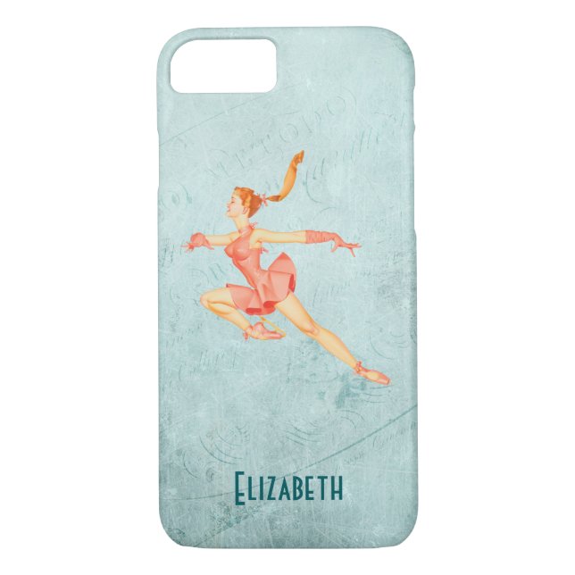Retro Figure Skater In A Pink Outfit Personalized Case-Mate iPhone Case (Back)