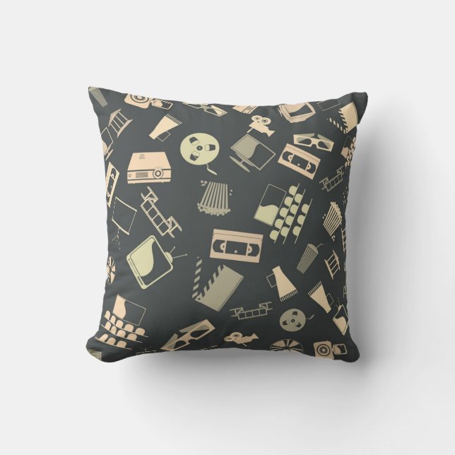 Retro film elements pattern throw pillow (Front)