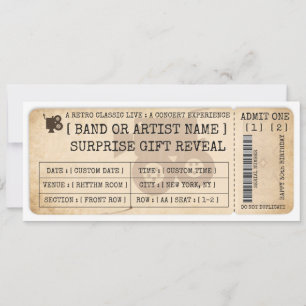 Retro Film Ticket Gift Reveal Voucher   Custom  Invitation