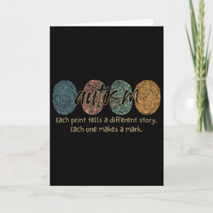 Retro Fingerprint Autism Each Print Tells A Differ Card