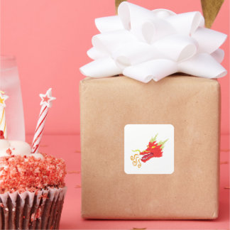 Retro Fire Dragon Square Sticker