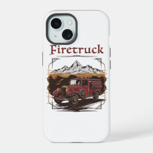 Retro fire engine mountain range iPhone 15 case