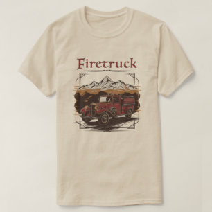Retro fire engine mountain range T-Shirt