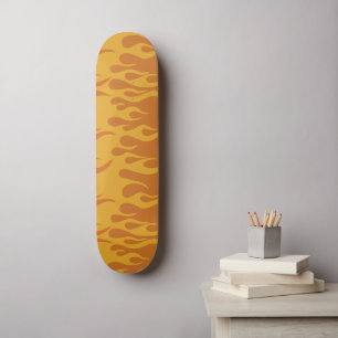 Retro Fire Flames Burnt Orange 60s 70s Skateboard