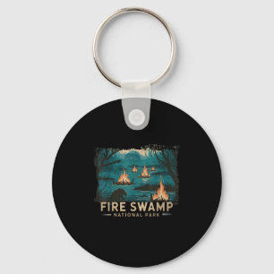 Retro Fire Swamp National Park Camping Hiking Moun Keychain