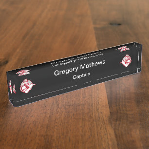 Retro Firefighter Captain Desk Name Plates