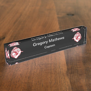 Retro Firefighter Theme Desk Name Plates