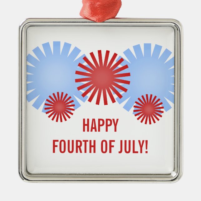 Retro Fireworks Premium Square Ornament (Front)