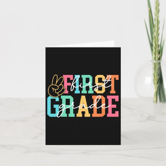 Retro First Grade Preppy Back To School Teacher Gi Card (Front)