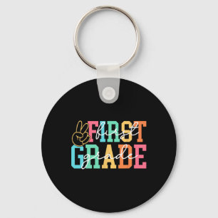 Retro First Grade Preppy Back To School Teacher Gi Keychain