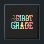Retro First Grade Preppy Back To School Teacher Gi Magnet<br><div class="desc">Retro First Grade Preppy Back To School Teacher Girls Kids</div>