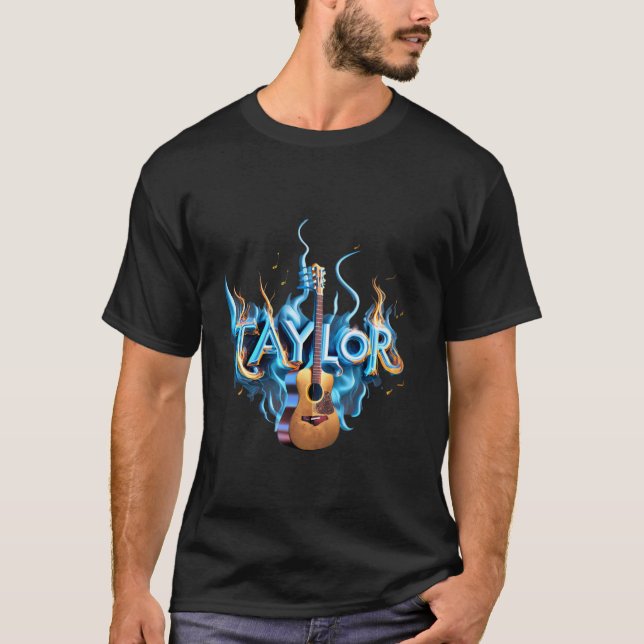 Retro First Name TAYLOR Guitar Personalized Groovy T-Shirt (Front)