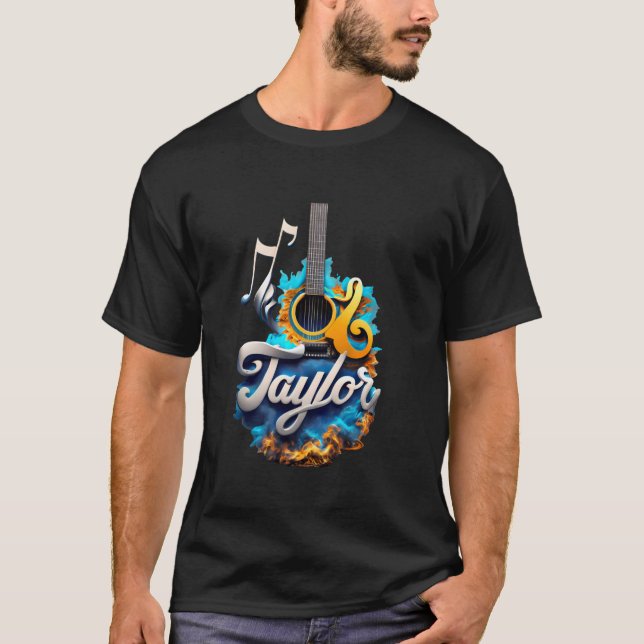 Retro First Name TAYLOR Guitar Personalized Groovy T-Shirt (Front)
