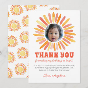 Retro First Trip around the Sun 1st Birthday Party Thank You Card