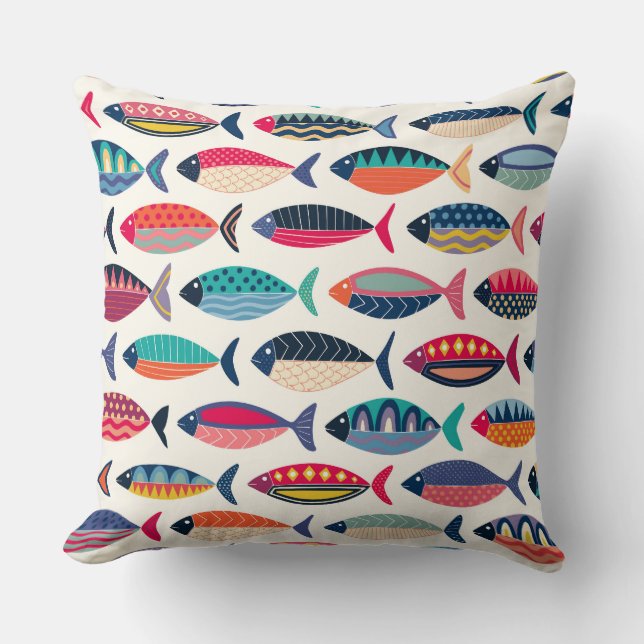 retro fish pink throw pillow (Front)