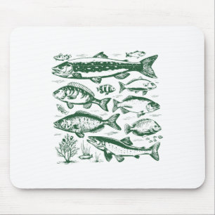 Retro Fish Species Biology Types Of Freshwater Fis Mouse Pad