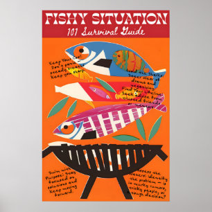 Retro Fish Survival Guide Art Print – Coastal