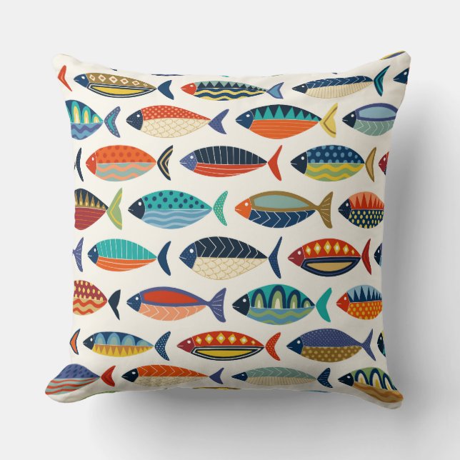 retro fish throw pillow (Front)