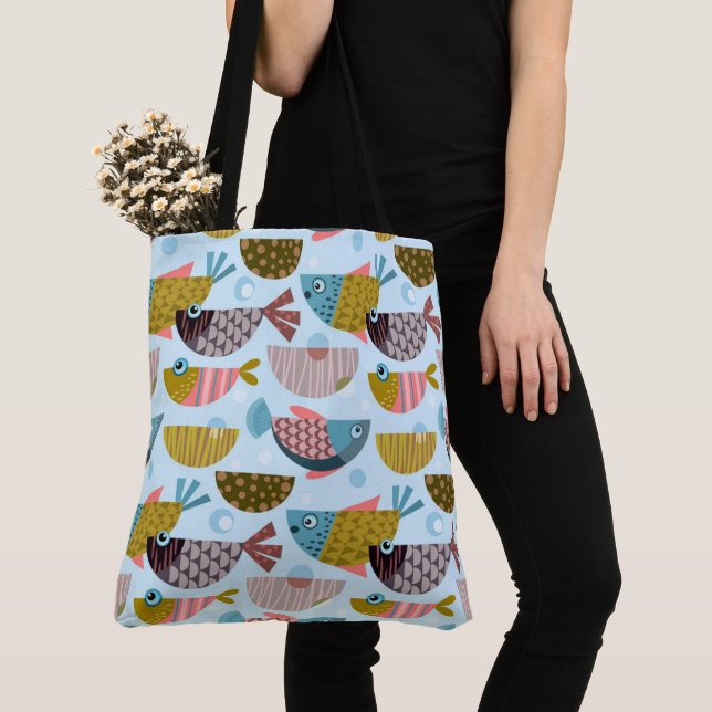 Retro Fish Tote Bag (Close Up)