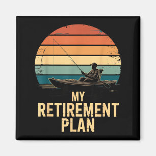 Retro Fishing Boat Sunset My Retirement Plan Magnet