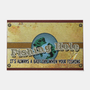 Retro Fishing Hole Doormat, Fishing Lovers Doormat