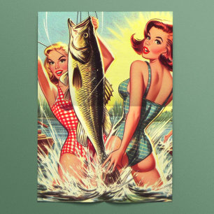 Retro Fishing Pinups Tissue Paper
