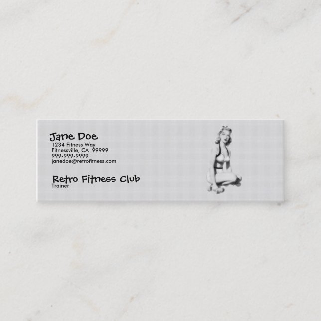 Retro Fitness B/W Mini Business Card (Front)