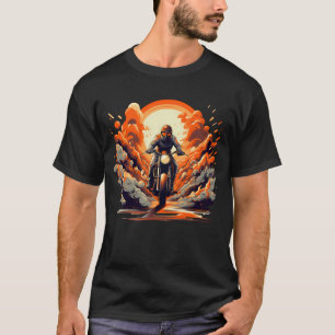 Retro Flaming Explosion Motorcycle T-Shirt