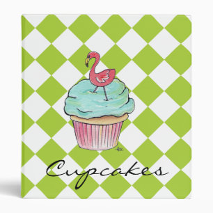 Retro Flamingo Cupcake Custom Recipe Binder