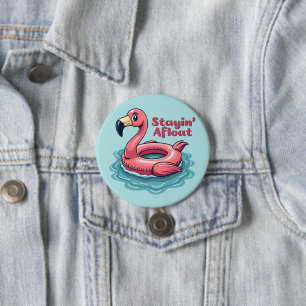 Retro Flamingo Float Funny Summer 3 Inch Round Button