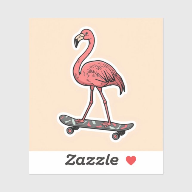 "Retro Flamingo on Skateboard  (Sheet)