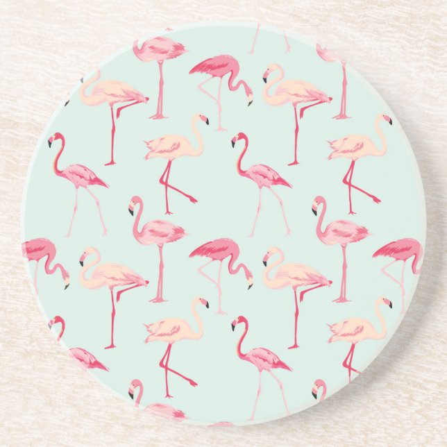 Retro Flamingo Pattern Coaster (Front)