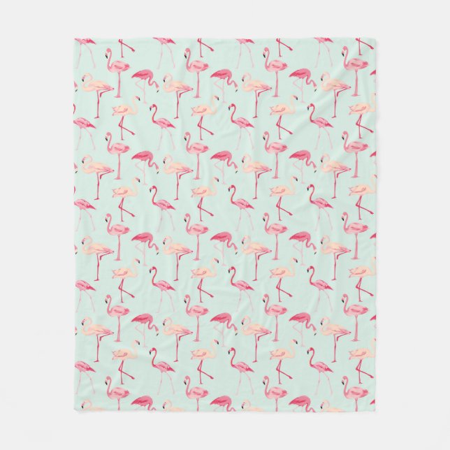 Retro Flamingo Pattern Fleece Blanket (Front)