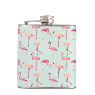 Retro Flamingo Pattern Hip Flask