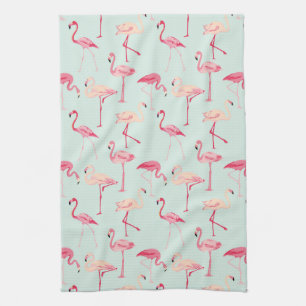 Retro Flamingo Pattern Kitchen Towel