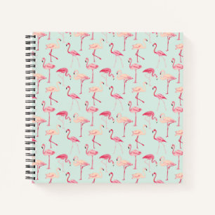Retro Flamingo Pattern Notebook
